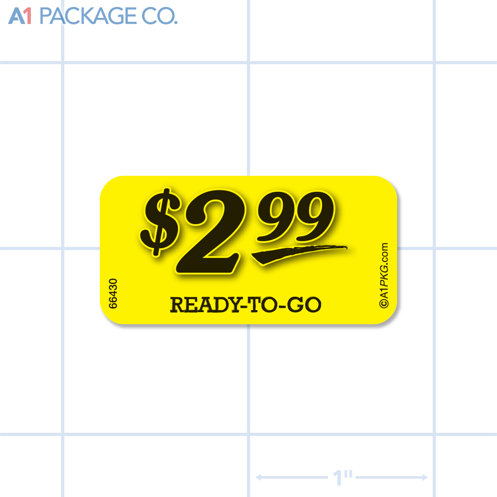 $2.99 Ready To Go Label Bright Yellow Rectangle (1.5x0.75 Inch) 500/roll