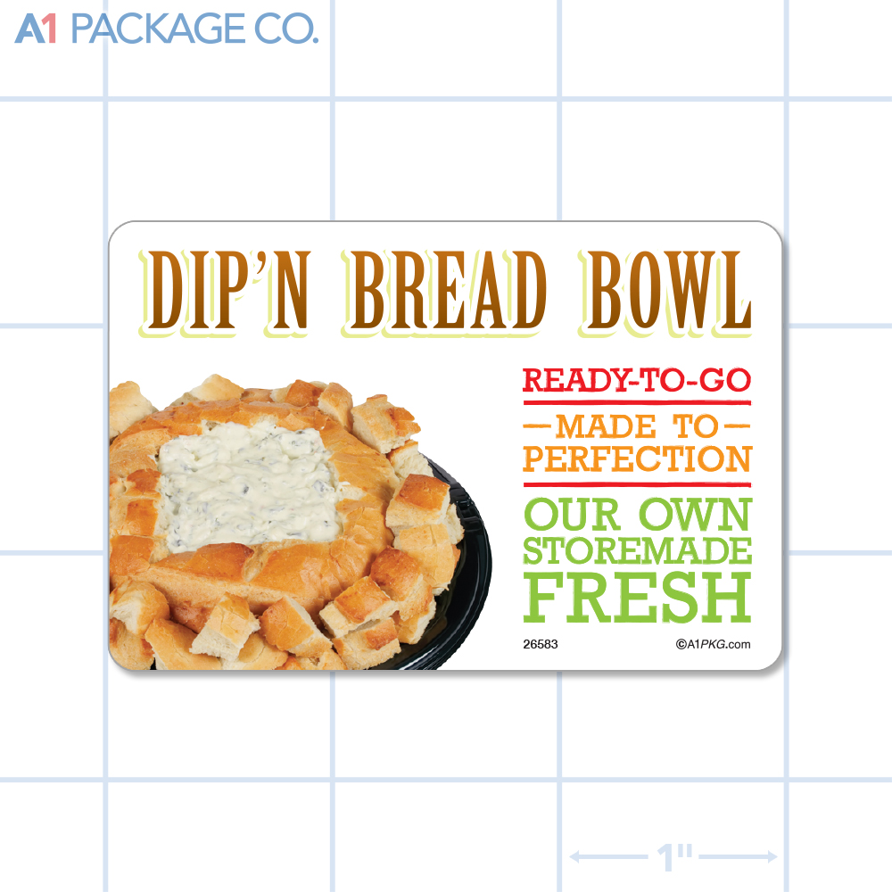 Dip 'N Bread Bowl Label Full Color Rectangle (3x2 Inch) 250/roll