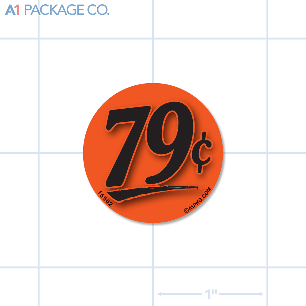 79¢ Label Fluorescent Red Circle (1.25 inch dia.) 1000/roll