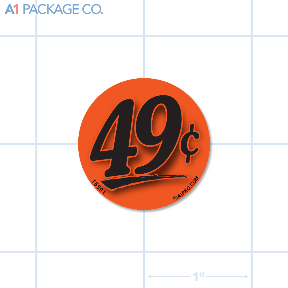 49¢ Label Fluorescent Red Circle (1.25 inch dia.) 1000/roll