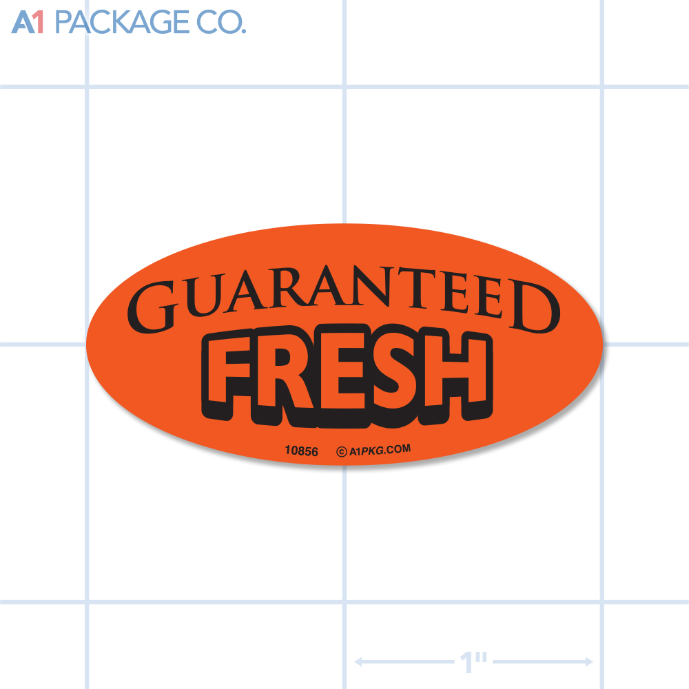 Guaranteed Fresh Label Fluorescent Red Oval (1x2 inch) 500/roll