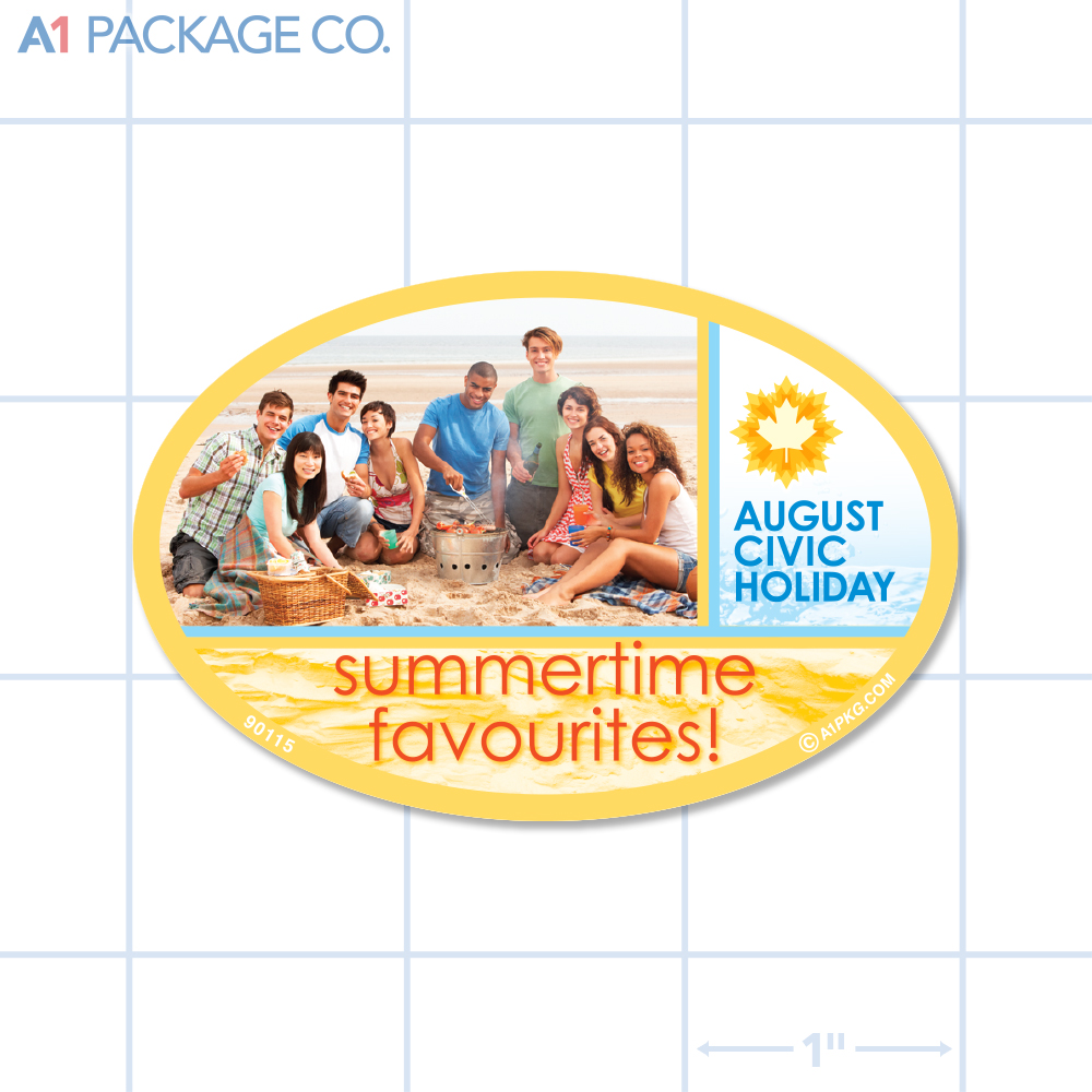 Civic Holiday Label Full Color Oval (3x2 Inch) 250/roll