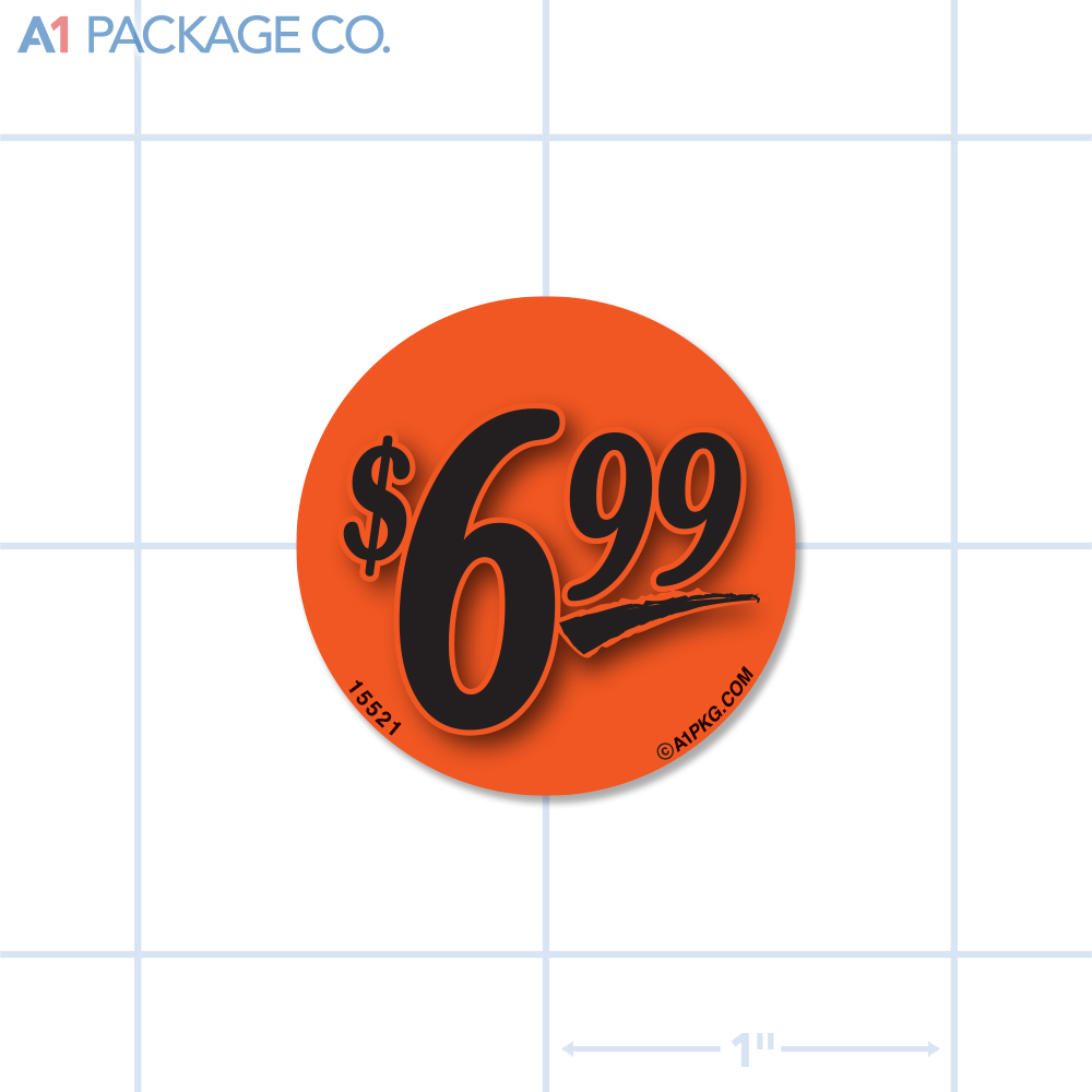 $6.99 Label Fluorescent Red Circle (1.25 inch dia.) 1000/roll