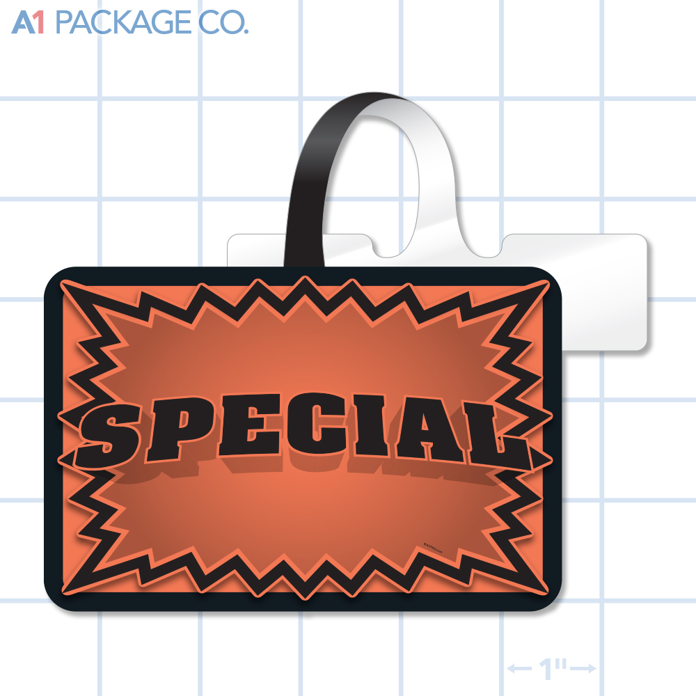 Orange Special Starburst Rectangle Shelf Dangler (4x3 inch)