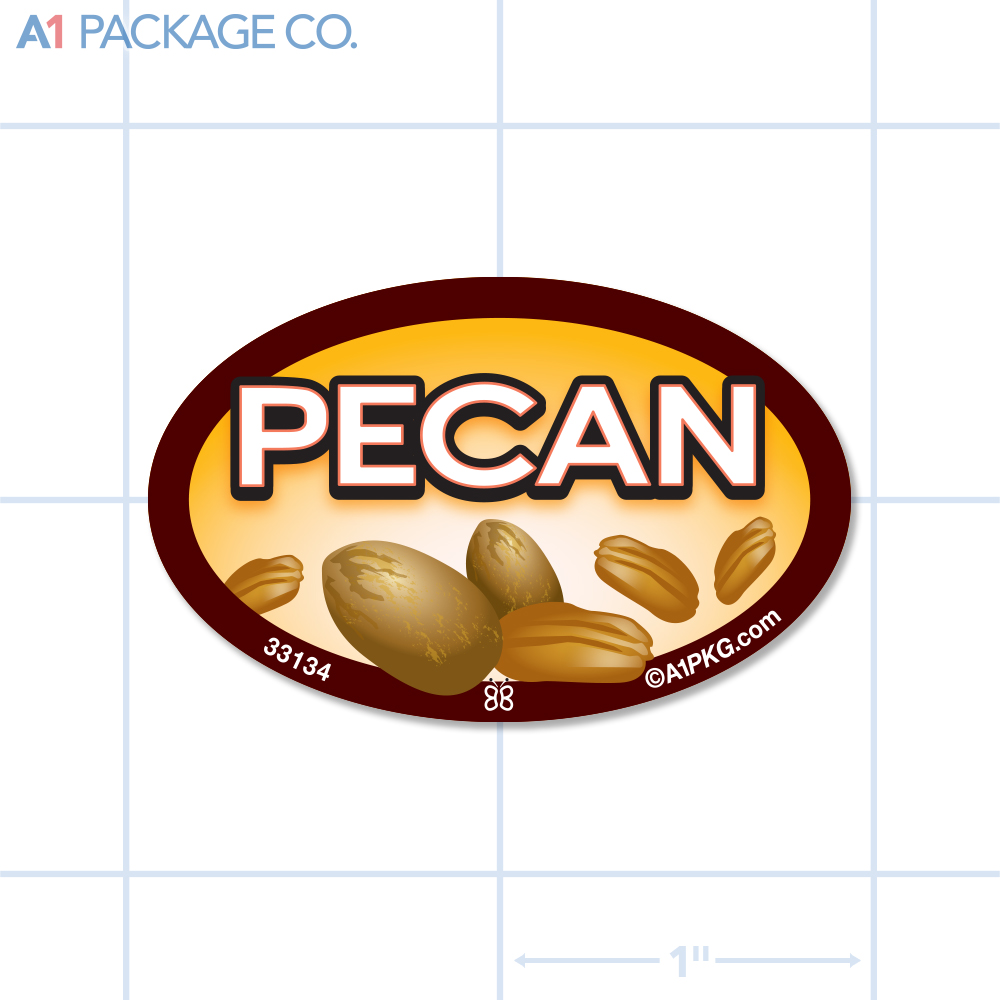 Pecan Flavor Label Full Color Oval (1.2x2 inch) 500/Roll