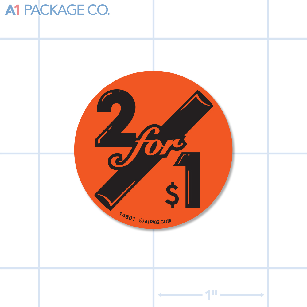 2 for $1 Label Fluorescent Red Circle (1.5 Inch Dia.) 500/roll