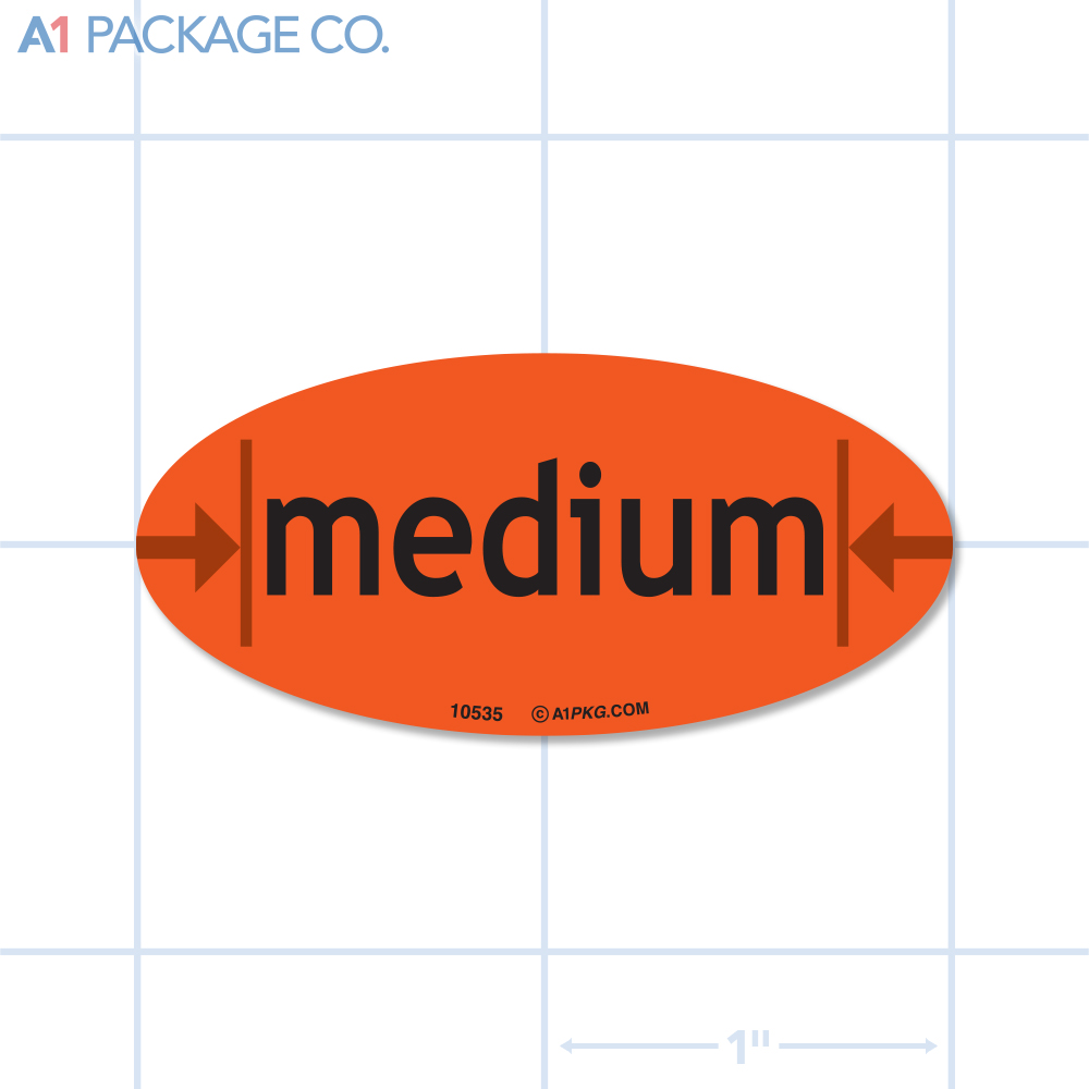 Medium Size Label Fluorescent Red Oval (1x2 inch) 500/roll  