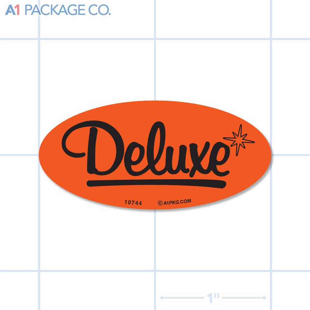 Deluxe Label Fluorescent Red Oval (1x2 inch) 500/roll 