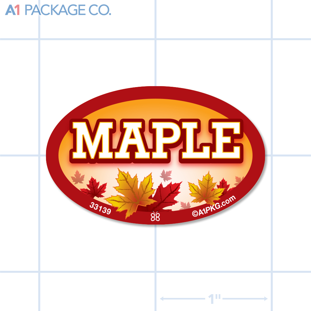 Maple Flavor Label Full Color Oval (1.2x2 inch) 500/Roll