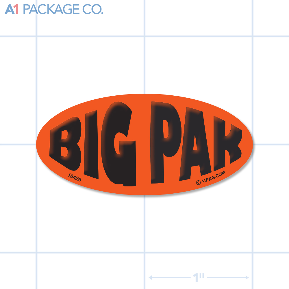 Big Pak Label Fluorescent Red Oval (1x2 inch) 500/roll 