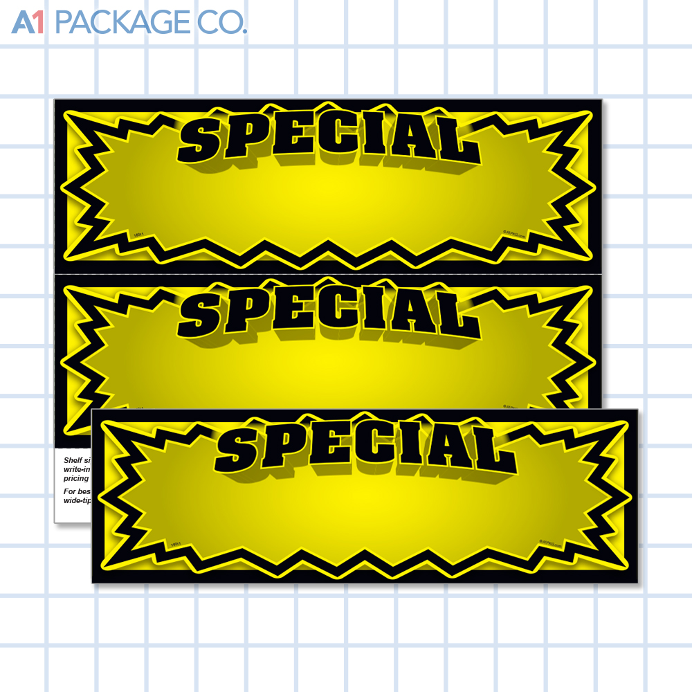 Yellow Special Starburst Placards (11x3.5 inch) 10 Count