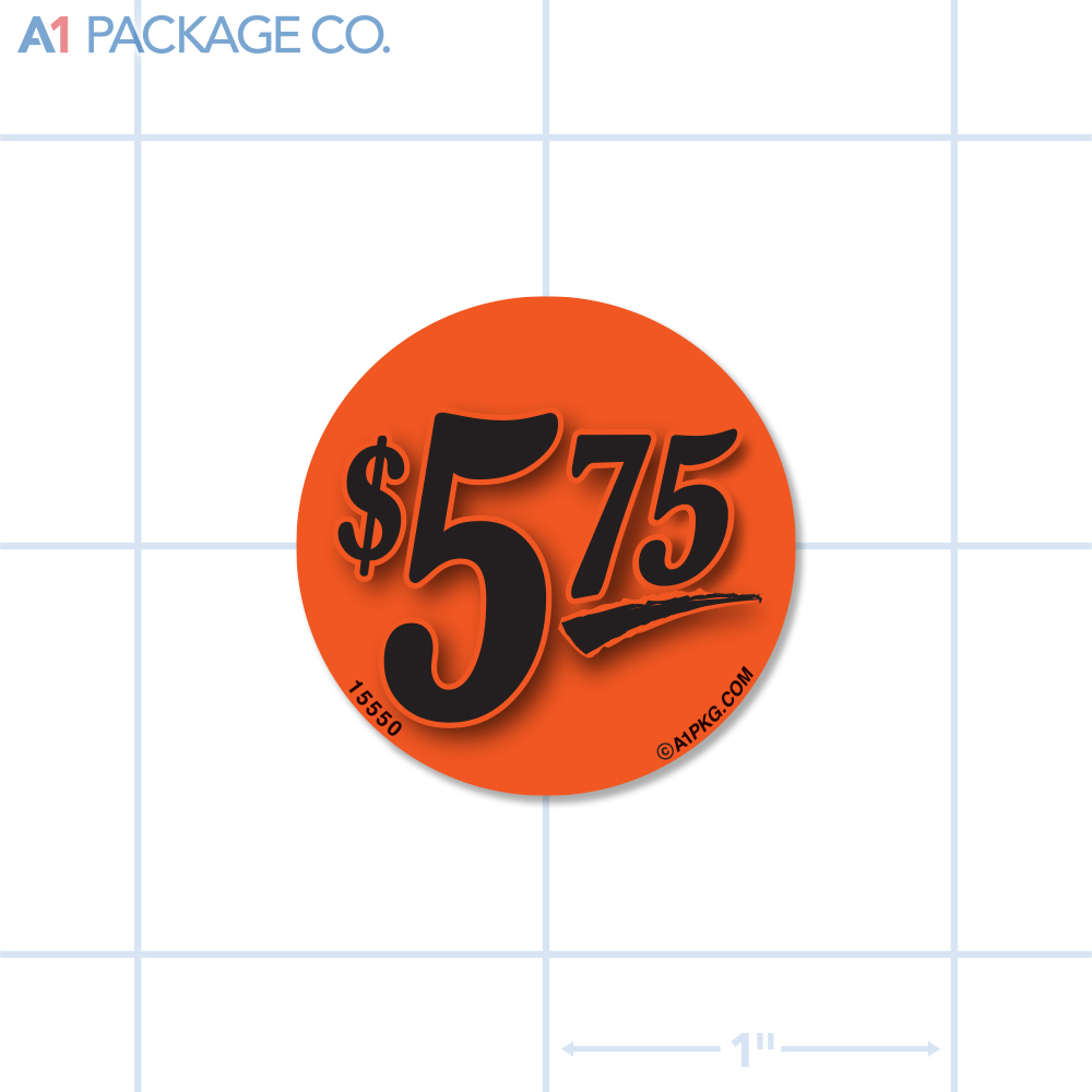 $5.75 Label Fluorescent Red Circle (1.25 inch dia.) 1000/roll