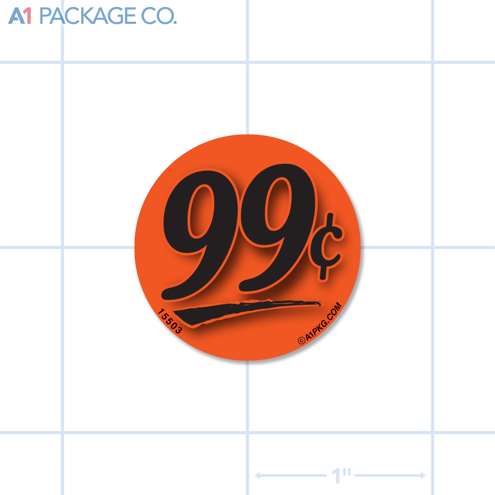 99¢ Label Fluorescent Red Circle (1.25 inch dia.) 1000/roll