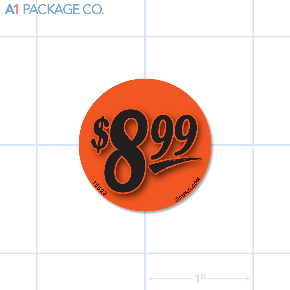 $8.99 Label Fluorescent Red Circle (1.25 inch dia.) 1000/roll