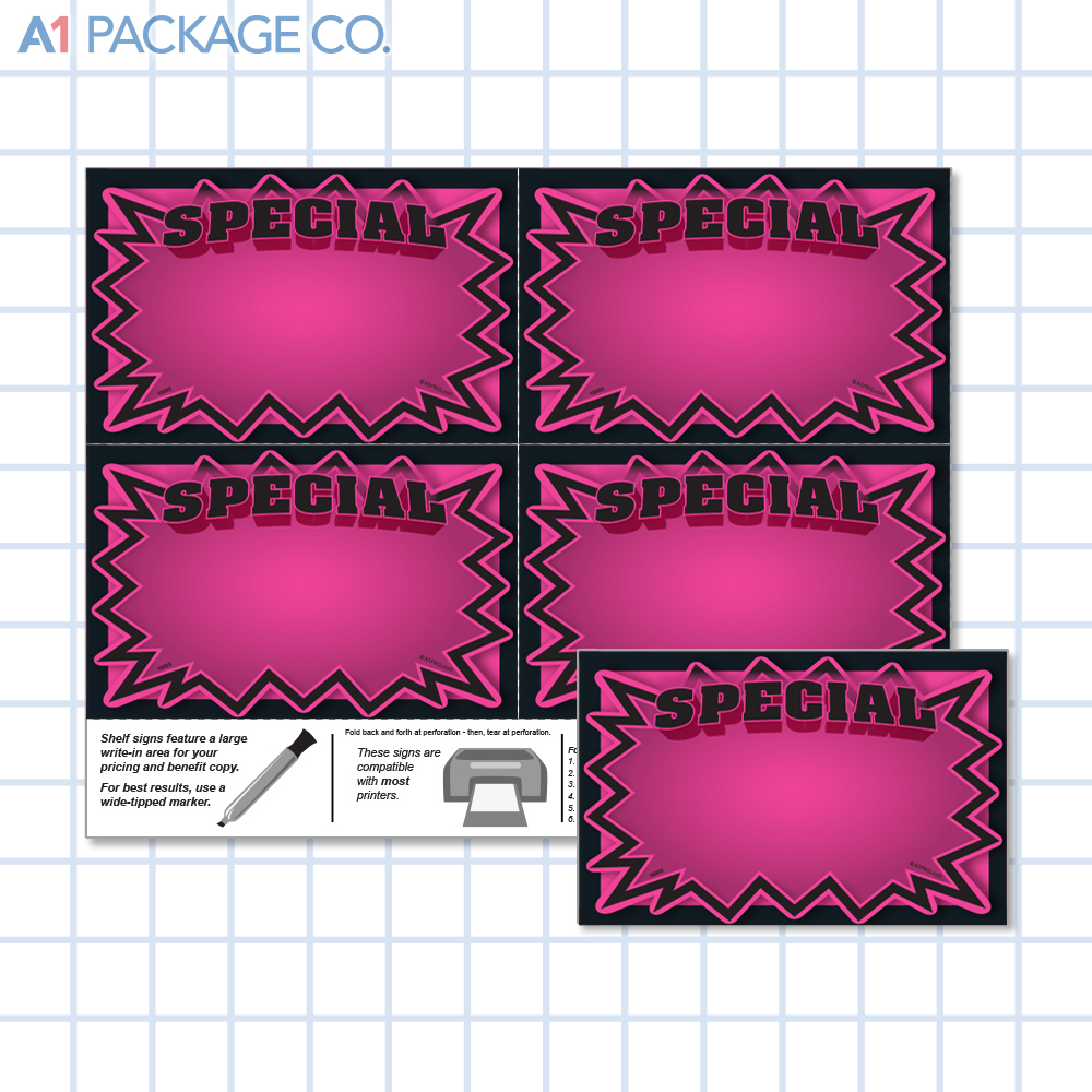 Pink Special Starburst Placards (5.5x3.5 inch) 20 Count 
