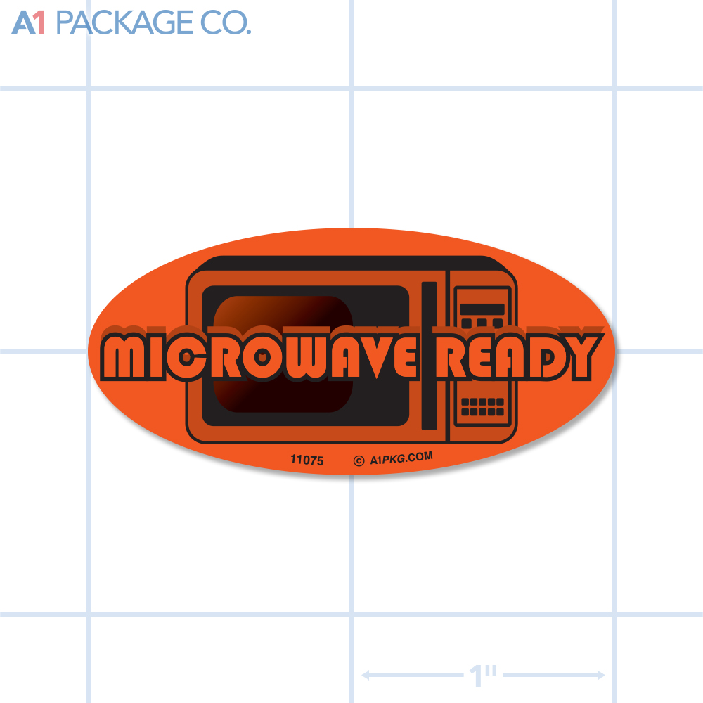 Microwave Ready Label Fluorescent Red Oval (1x2 Inch) 500/roll