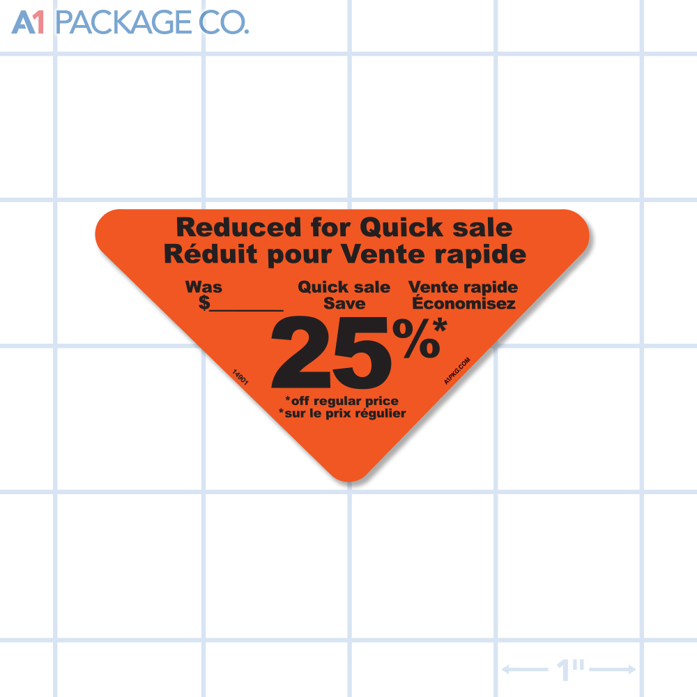 25% Off Label Fluorescent Red Triangle (2.5x2.5 Inch) 300/roll