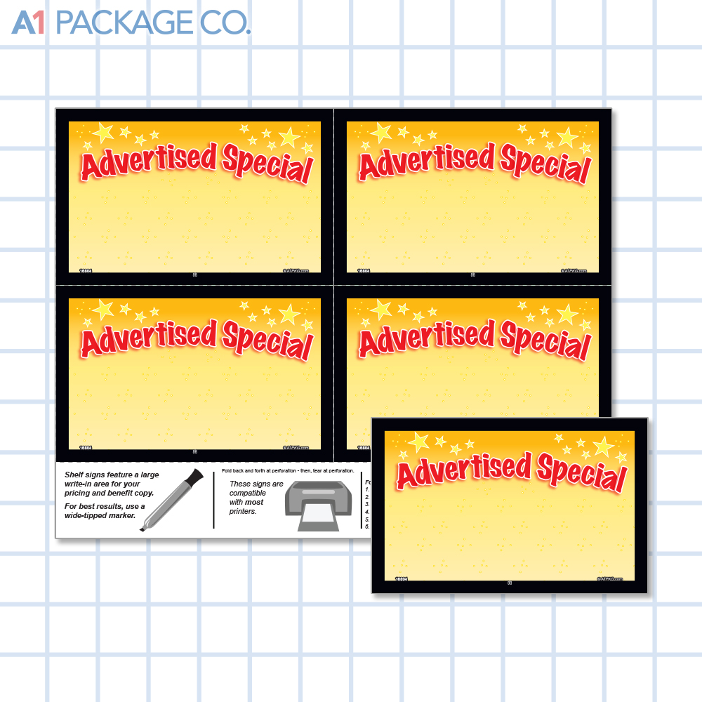 Advertised Special Placards (5.5x3.5 inch) 20 Count