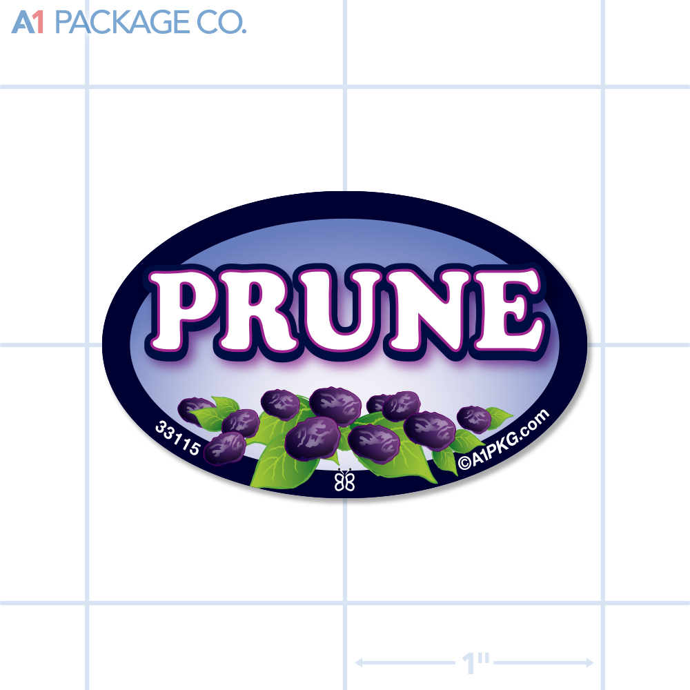 Prune Flavor Label Full Color Oval (1.2x2 inch) 500/Roll