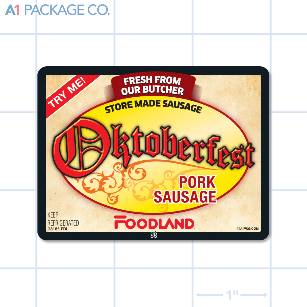 Foodland Oktoberfest Pork Sausage Label Full Color Rectangle (3x2.25 Inch) 500/roll