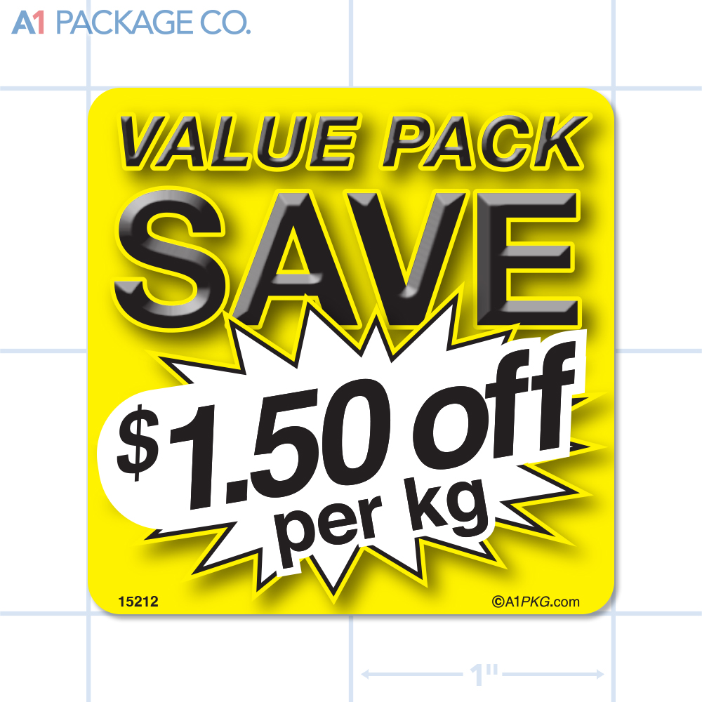 Value Pack Save $1.50 per kg Label (2x2 inch) 500/roll