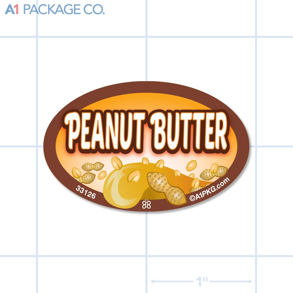 Peanut Butter Flavor Label Full Color Oval (1.2x2 inch) 500/Roll