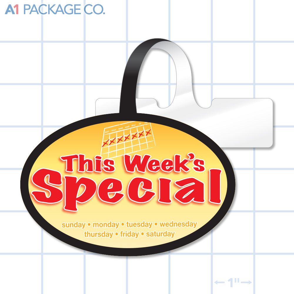 This Week's Special Oval Shelf Dangler (4x3 inch)