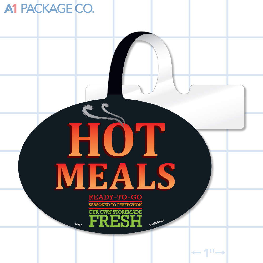 Hot Meals Ready to Go Oval Shelf Dangler (4x3 inch)