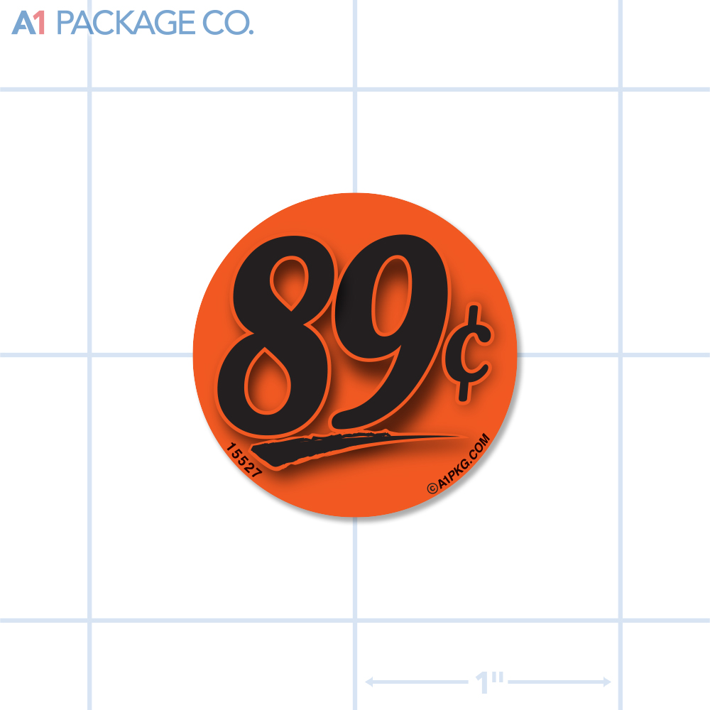 89¢ Label Fluorescent Red Circle (1.25 inch dia.) 1000/roll
