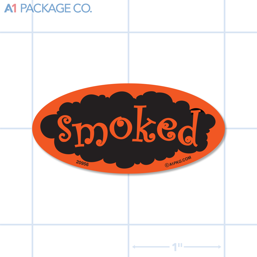 Smoked Label Fluorescent Red Oval (1x2 Inch) 500/roll