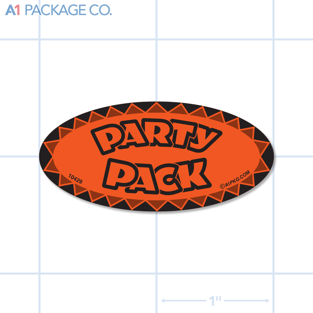 Party Pack Label Fluorescent Red Oval (1x2 inch) 500/roll 