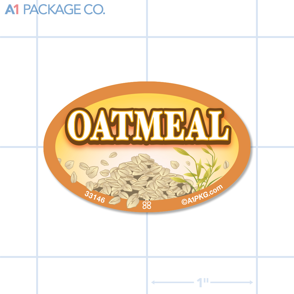 Oatmeal Flavor Label Full Color Oval (1.2x2 inch) 500/Roll