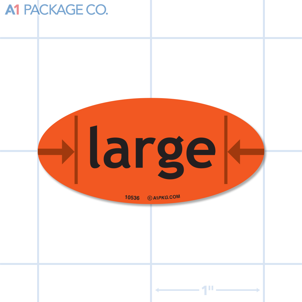 Large Size Label Fluorescent Red Oval (1x2 inch) 500/roll 