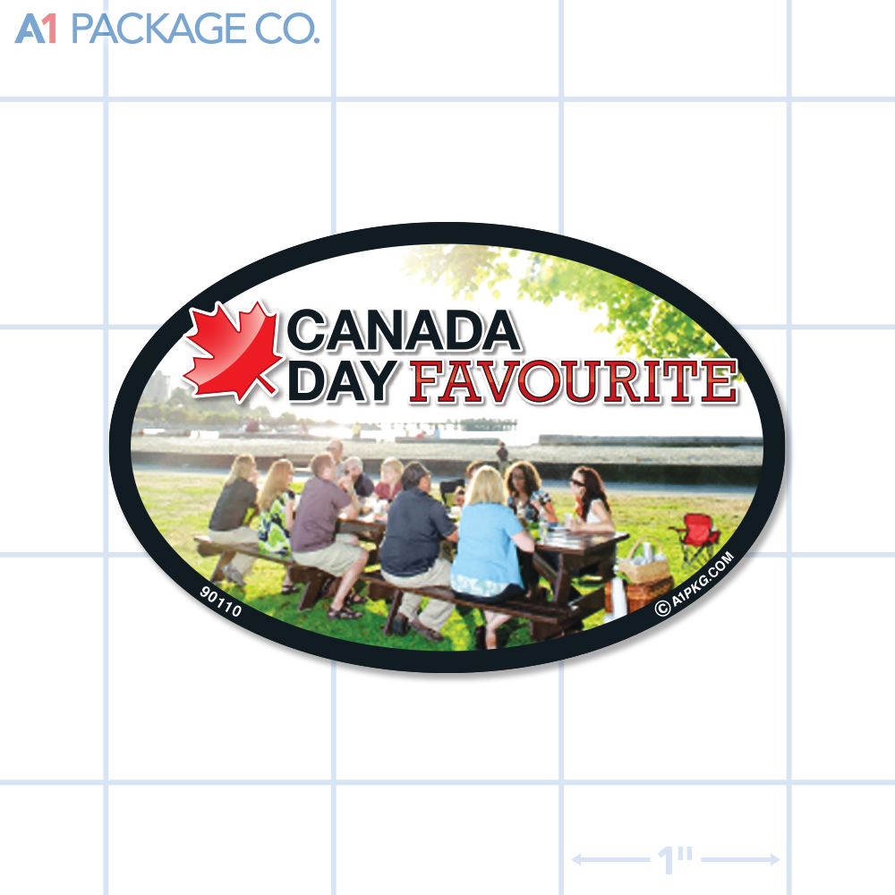 Canada Day Label Full Color Oval (3x2 Inch) 250/roll