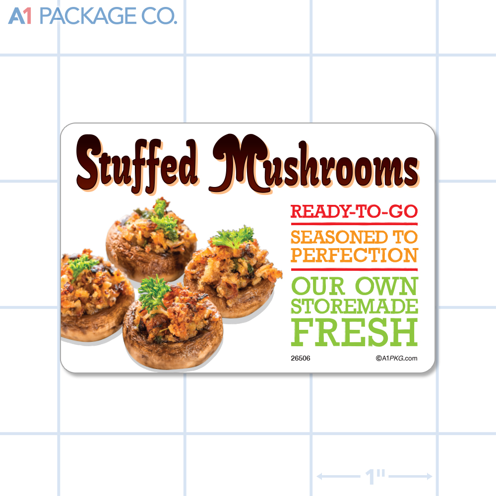 Stuffed Mushroom Label Full Color Rectangle (3x2 Inch) 250/roll