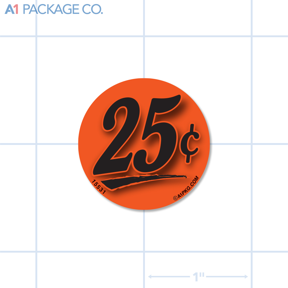 25¢ Label Fluorescent Red Circle (1.25 inch dia.) 1000/roll