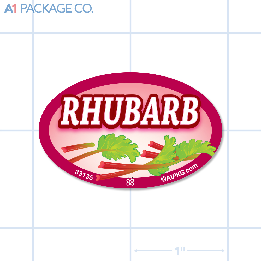 Rhubarb Flavor Label Full Color Oval (1.2x2 inch) 500/Roll 
