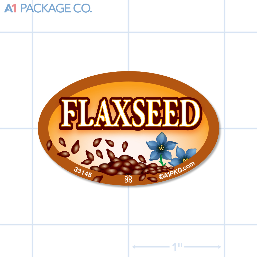 Flaxseed Flavor Label Full Color Oval (1.2x2 inch) 500/Roll