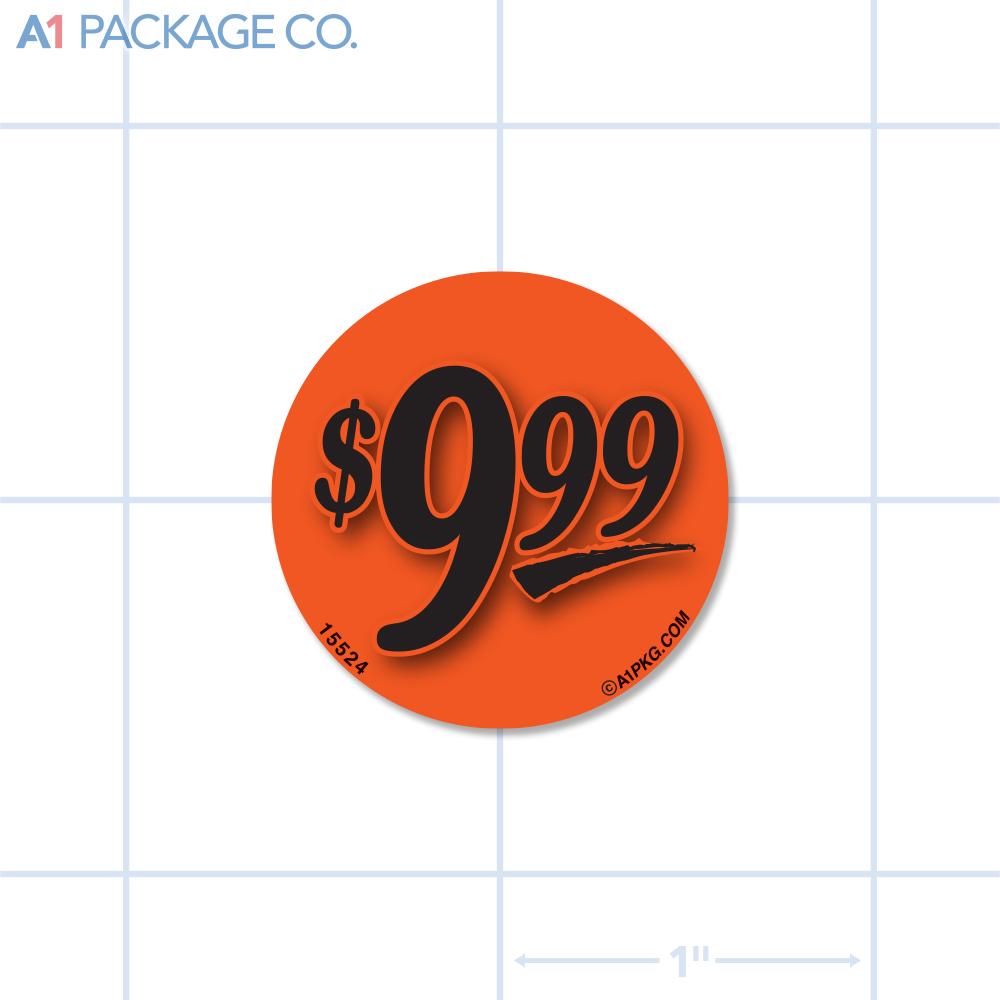 $9.99 Label Fluorescent Red Circle (1.25 inch dia.) 1000/roll