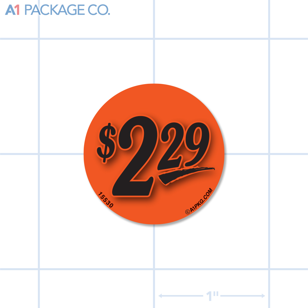 $2.29 Label Fluorescent Red Circle (1.25 inch dia.) 1000/roll