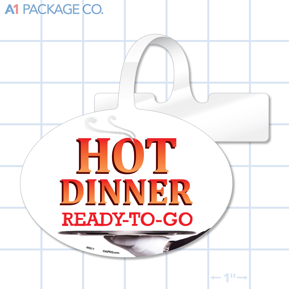 Hot Dinner Ready to Go Oval Shelf Dangler (4x3 inch)