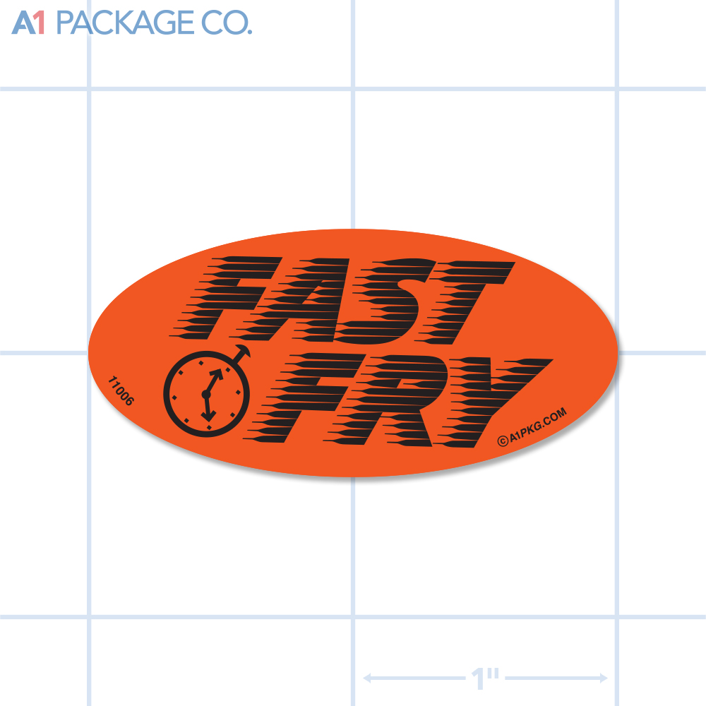 Fast Fry Label Fluorescent Red Oval (1x2 Inch) 500/roll