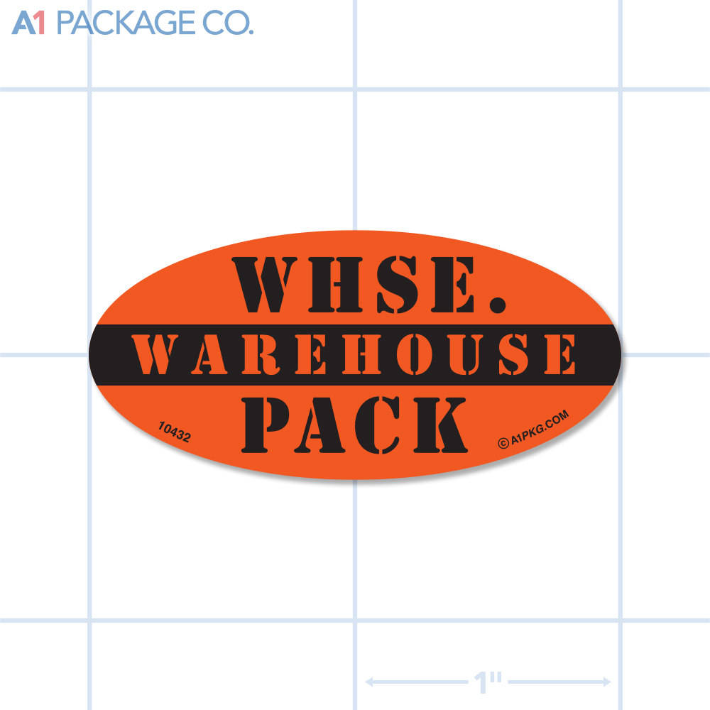 Warehouse Pack Label Fluorescent Red Oval (1x2 inch) 500/roll