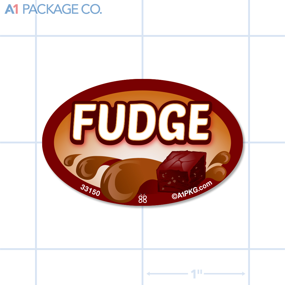 Fudge Flavor Label Full Color Oval (1.2x2 inch) 500/Roll
