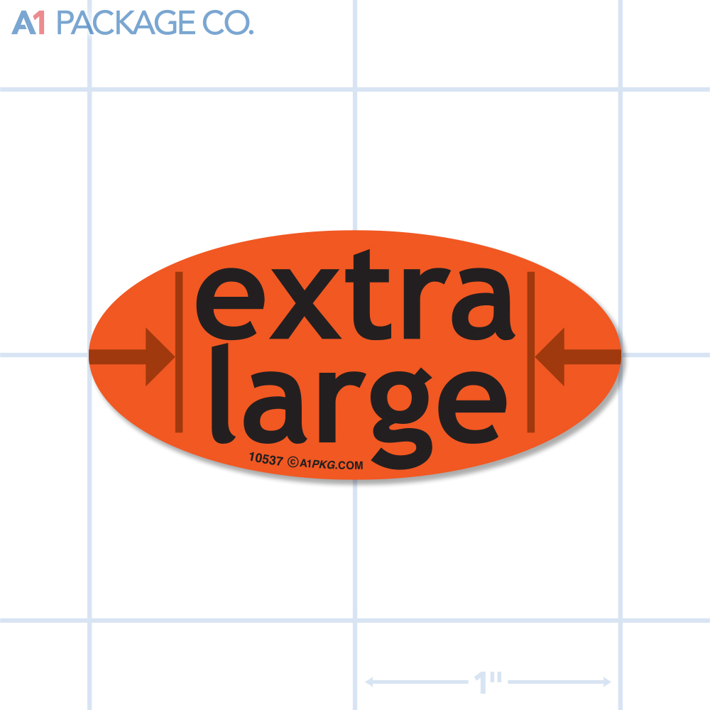 Extra Large Size Label Fluorescent Red Oval (1x2 inch) 500/roll  