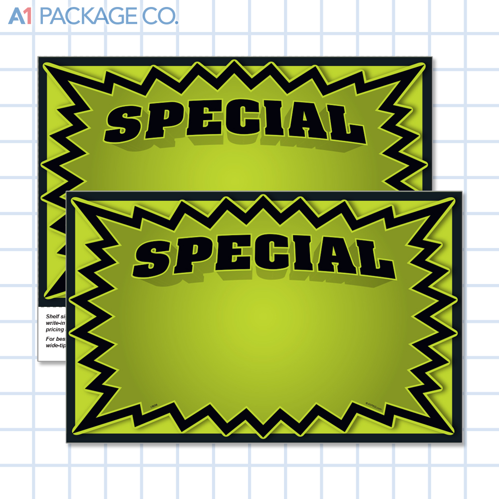 Green Special Starburst Placards (11x7 inch) 5 Count 
