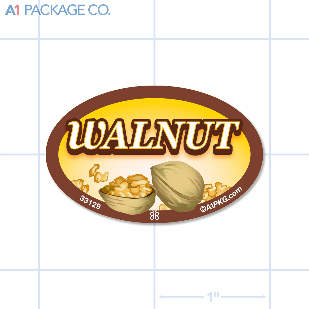 Walnut Flavor Label Full Color Oval (1.2x2 inch) 500/Roll