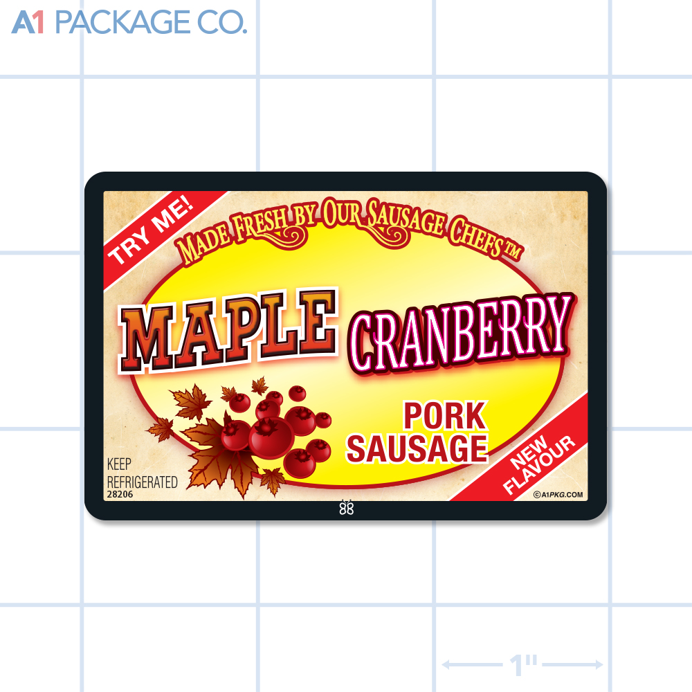Maple Cranberry Pork Sausage Label Full Color Rectangle (3x2 Inch) 500/roll