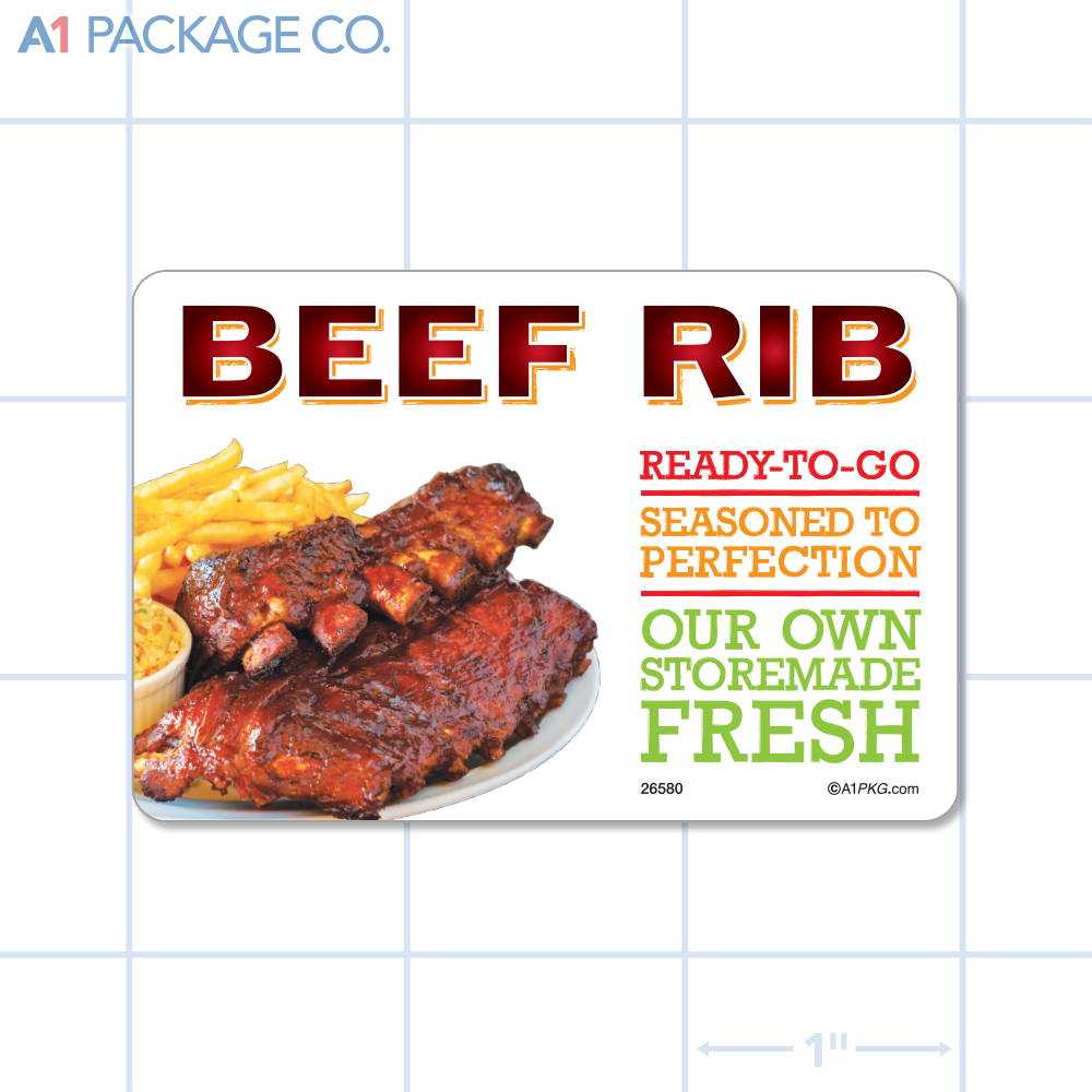 Beef Rib Label Full Color Rectangle (3x2 Inch) 250/roll