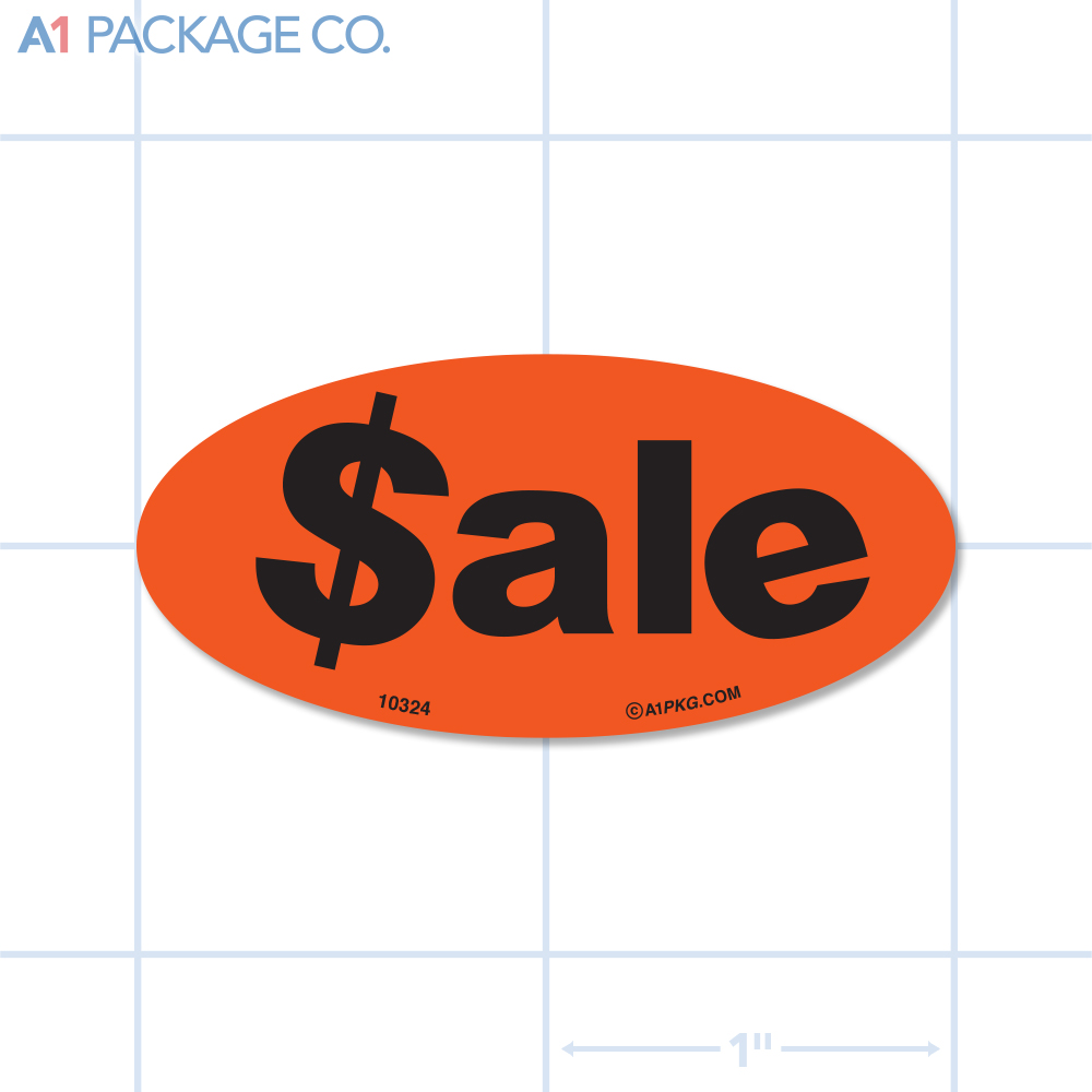 Sale Label Fluorescent Red Oval (1x2 inch) 500/roll